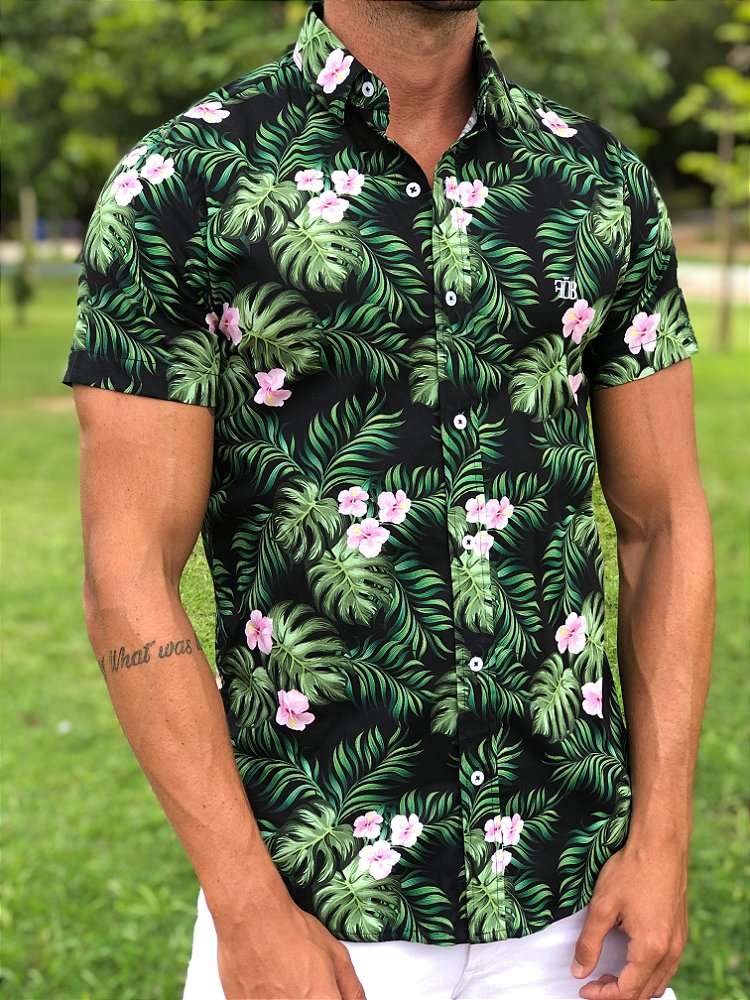 Camisa Folhas de Adão Verde & Rosa - FB Exclusive Clothing