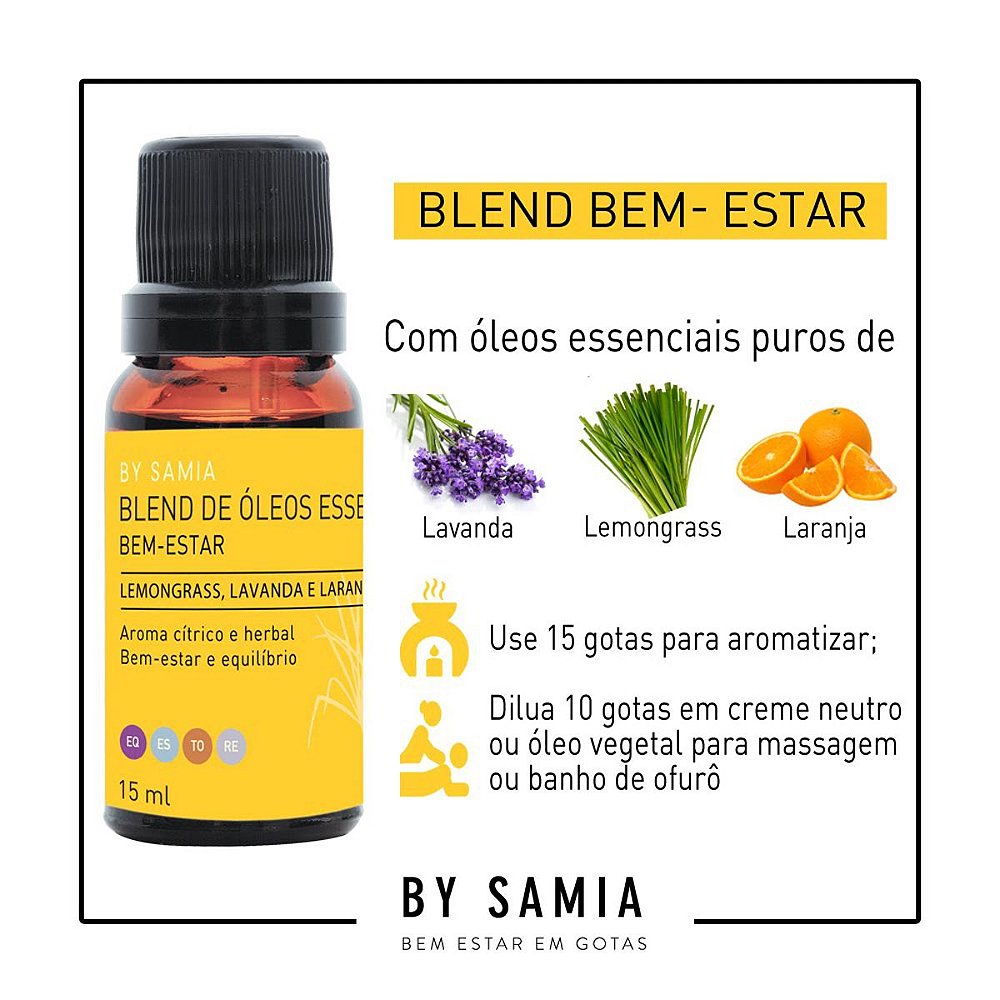 Blend de Óleos Essenciais Bem Estar By Samia Loja Vitadd Vitadd Aromaterapia Suplemento