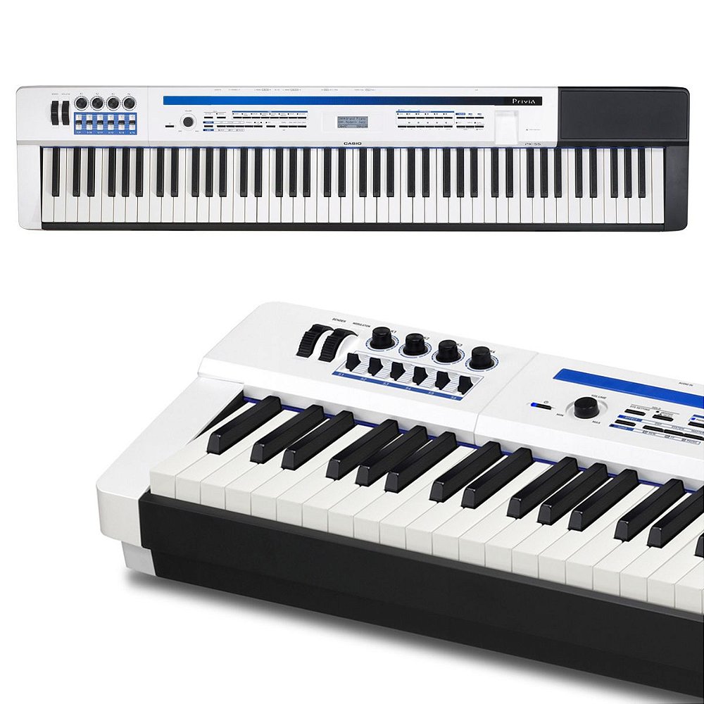 Kit Piano Digital Casio Privia PX5S WE Branco com Capa estofada
