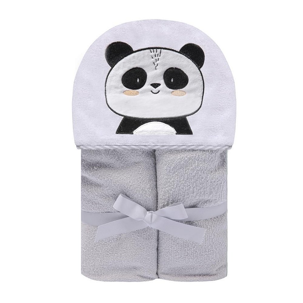 Toalha de Banho Felp. Forrada com Capuz Bordado 90 x 70cm Friends Panda Ben  - Papi Baby - Tutti Amore - A melhor loja para o seu bebê