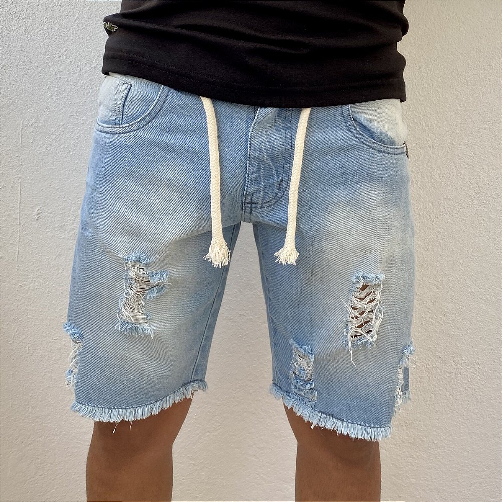 short jeans cintura alta com botoes