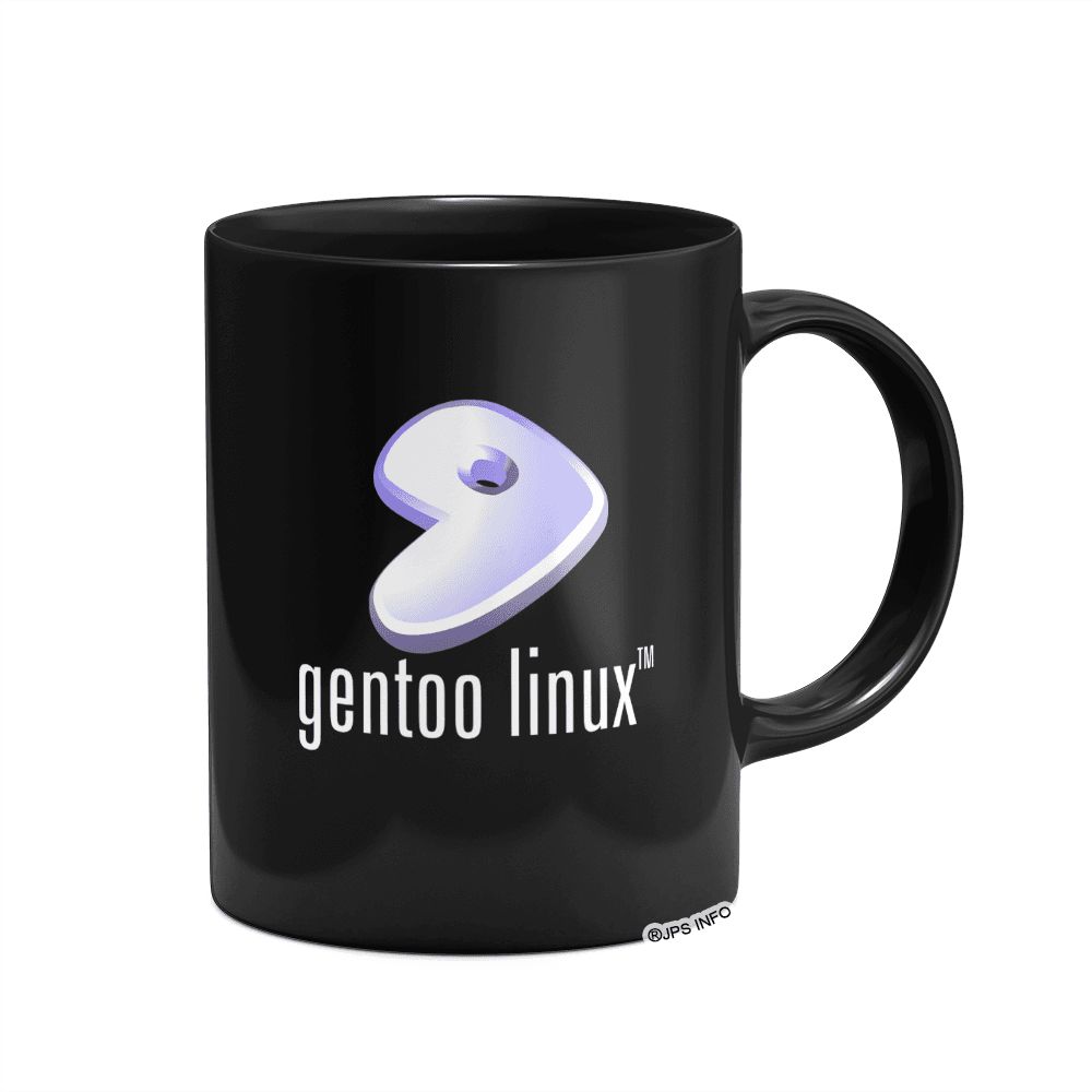 Caneca Preta Linux - Gentoo - Loja Fun Geek - Presentes criativos
