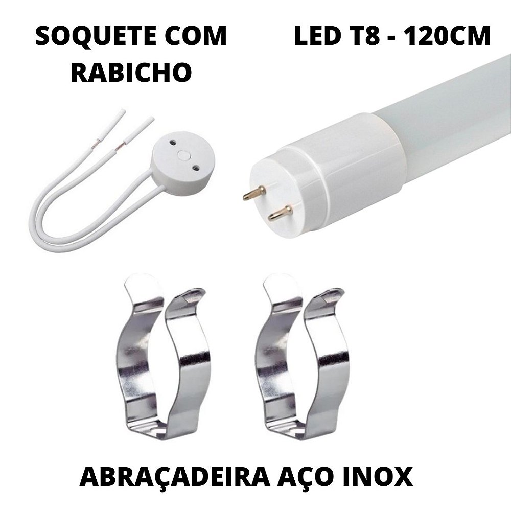 Lâmpada Led Tubular T8 com soquete - Eletro Rio Claro