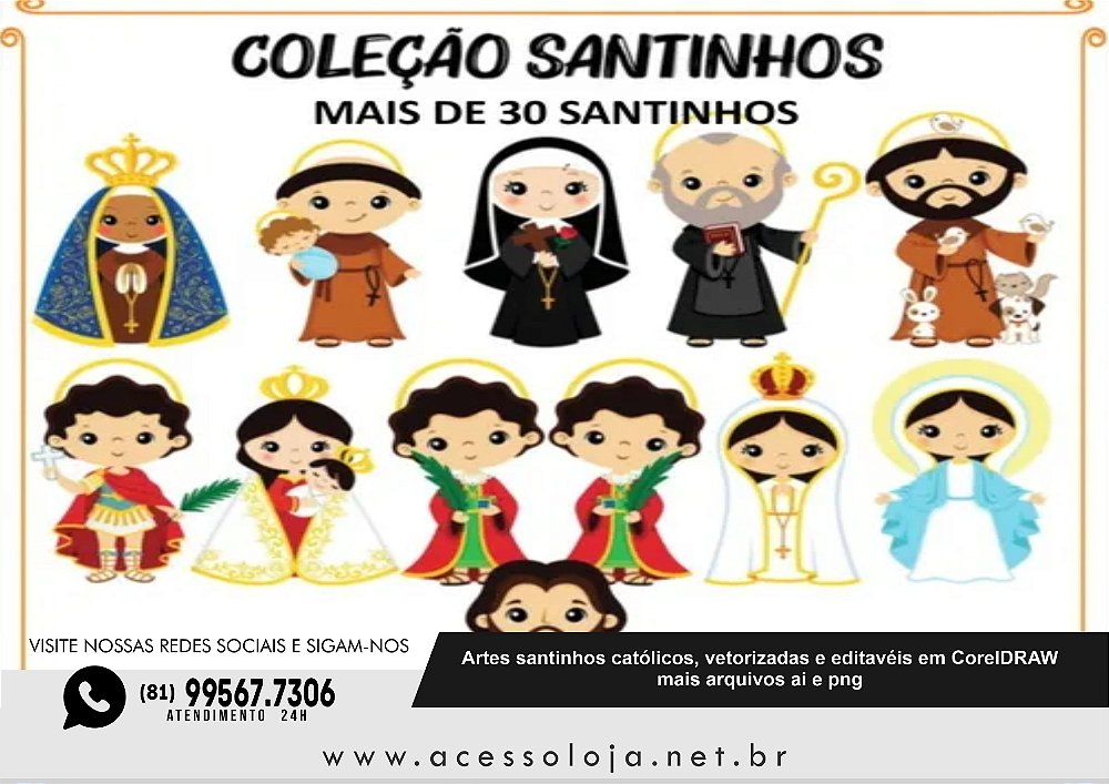 Coleção Santinhos Católicos Vetores Nossa Senhora, Jesus - Acesso Loja ...