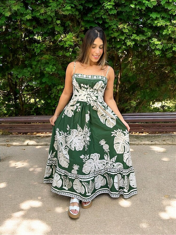 Vestido Farm Vestido Longo Estampado Tamanho Gg Vestido Longo