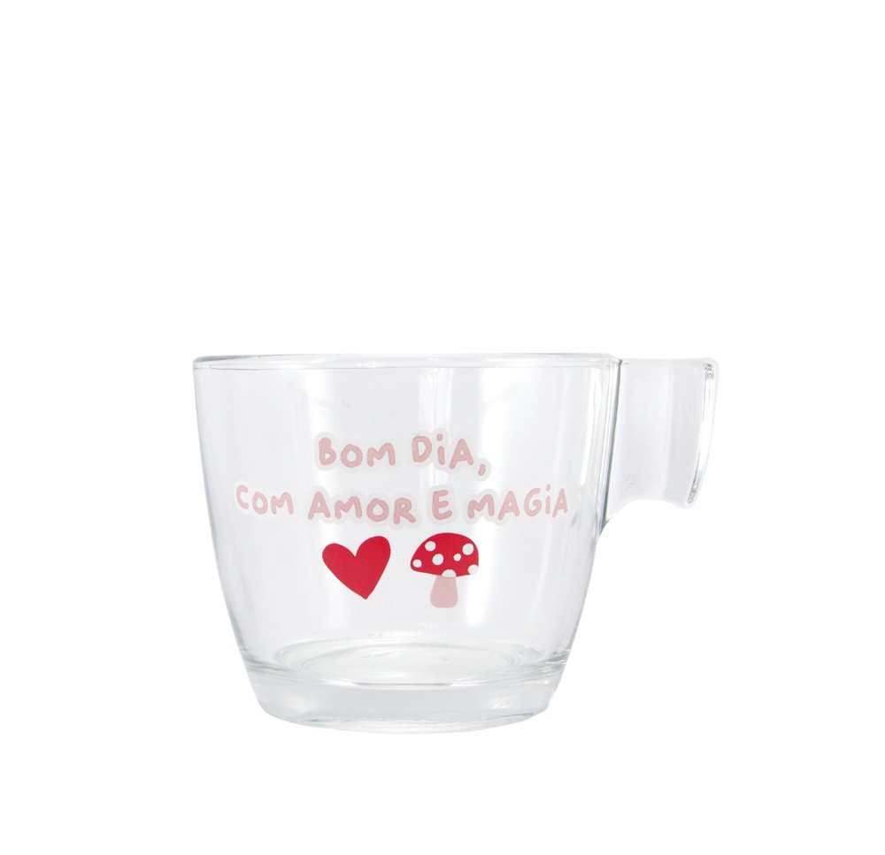 Caneca vidro bojuda - Bom dia, com Amor e Magia - Meu Poá Papelaria Caneca vidro bojuda - Bom dia, com Amor e Magia - Meu Poá Papelaria