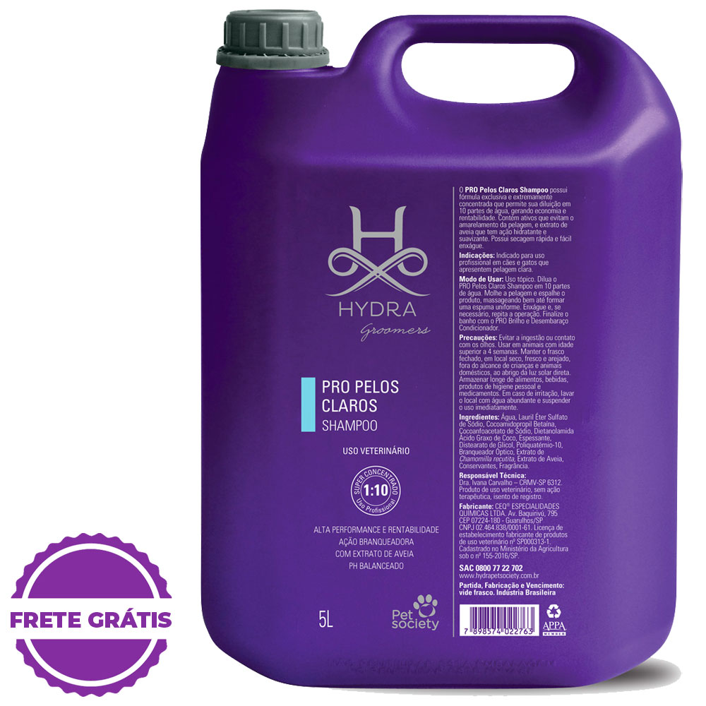 Shampoo Pelos Claros para Cães e Gatos Pró - 5L (1:10) | Time Pets