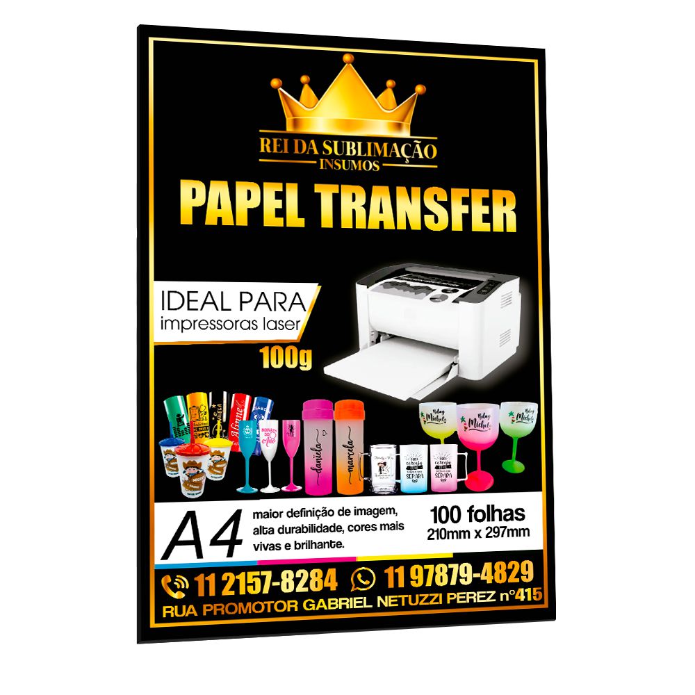 Papel Transfer 100 Gramas 100folhas Rei Da Sublimação Insumos 6840