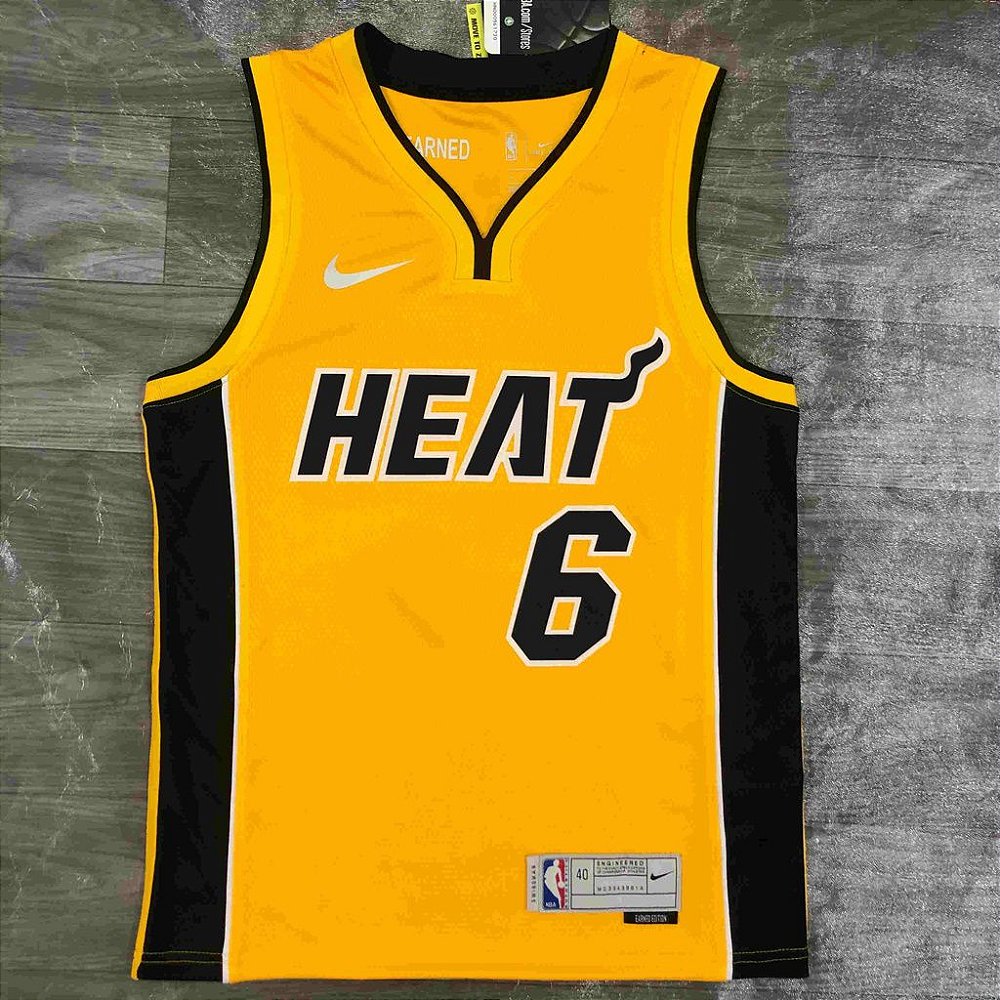 Camisa NBA Miami Heat Amarela #6 James - BR Aesthetics