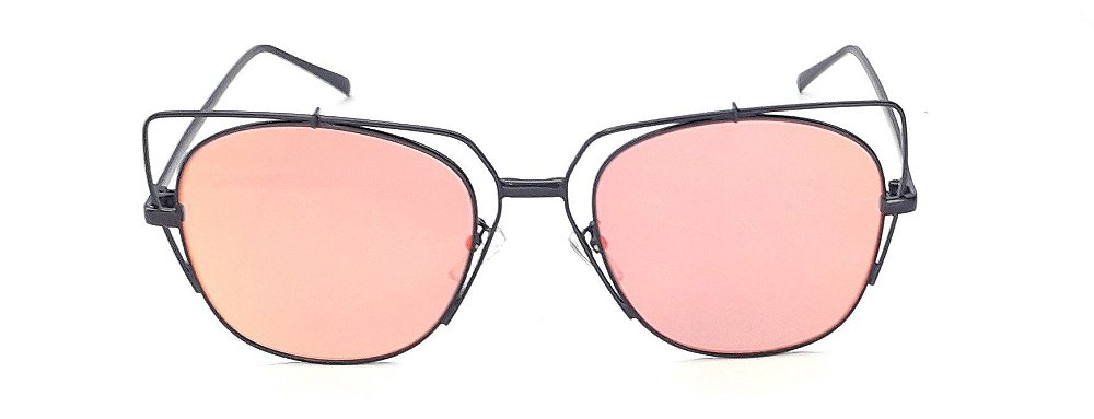 Óculos de Sol Feminino Preto C/Vermelho - Yes49 Óculos