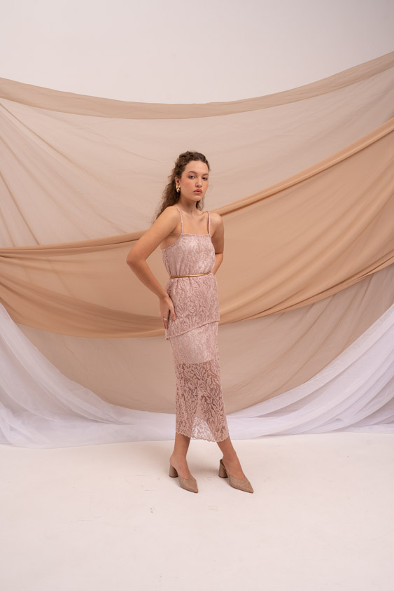 vestido longuete renda - Nena Clo