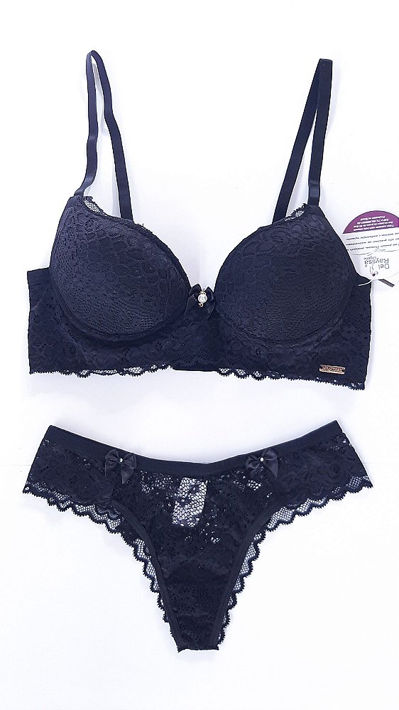 Conjunto Lingerie Renda Preta Tamanho P - Intrinsic Store