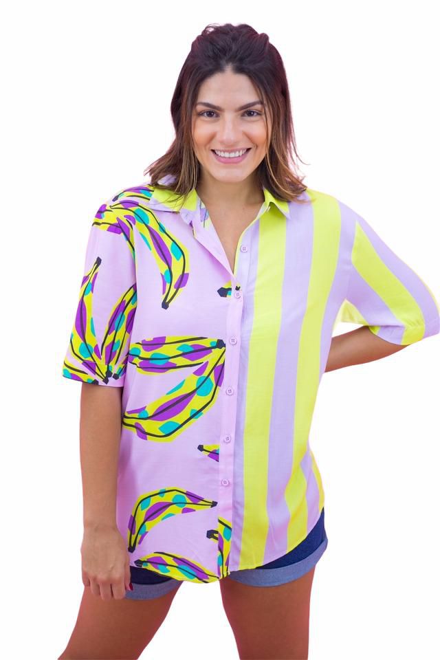 Camisa Farm Bananas Coloridas Lilas Unissex - Dom Store Multimarcas  Vestuário Calçados Acessórios