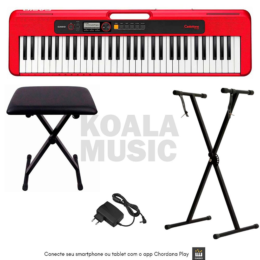 Kit Teclado Casio CT-S200 Branco + Pedal Stand - Koala Music