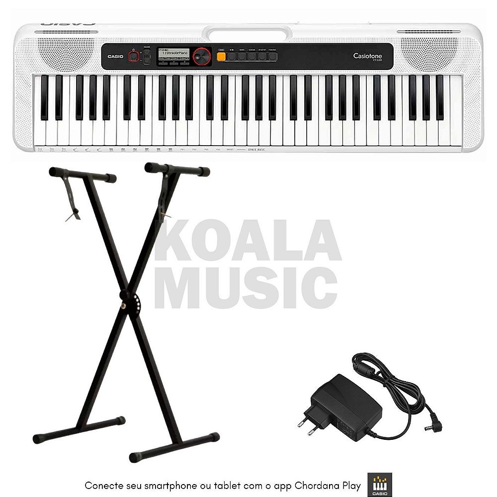 Kit Teclado Casio CT-S200 Branco + Pedal Stand - Koala Music