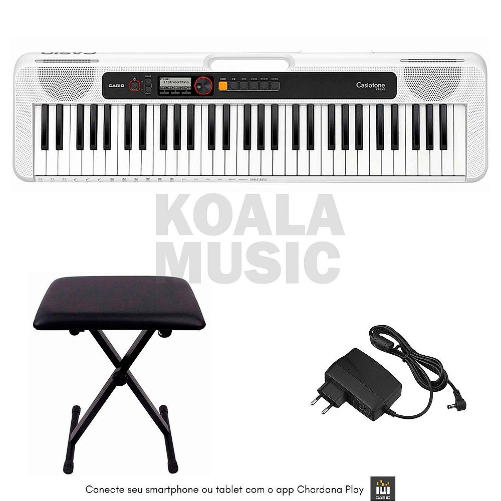 Kit Teclado Casio CT-S200 Branco + Pedal Stand - Koala Music
