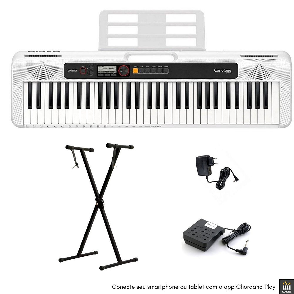 Kit Teclado Casio CT-S200 Branco + Pedal Stand - Koala Music