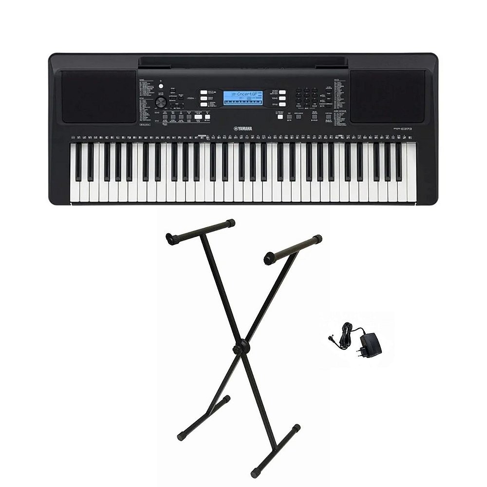 Kit Teclado Yamaha PSR-E373 61 Teclas +Suporte - Koala Music