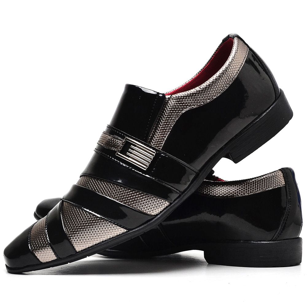 Sapato Social Masculino Verniz Grafite - Overshoes