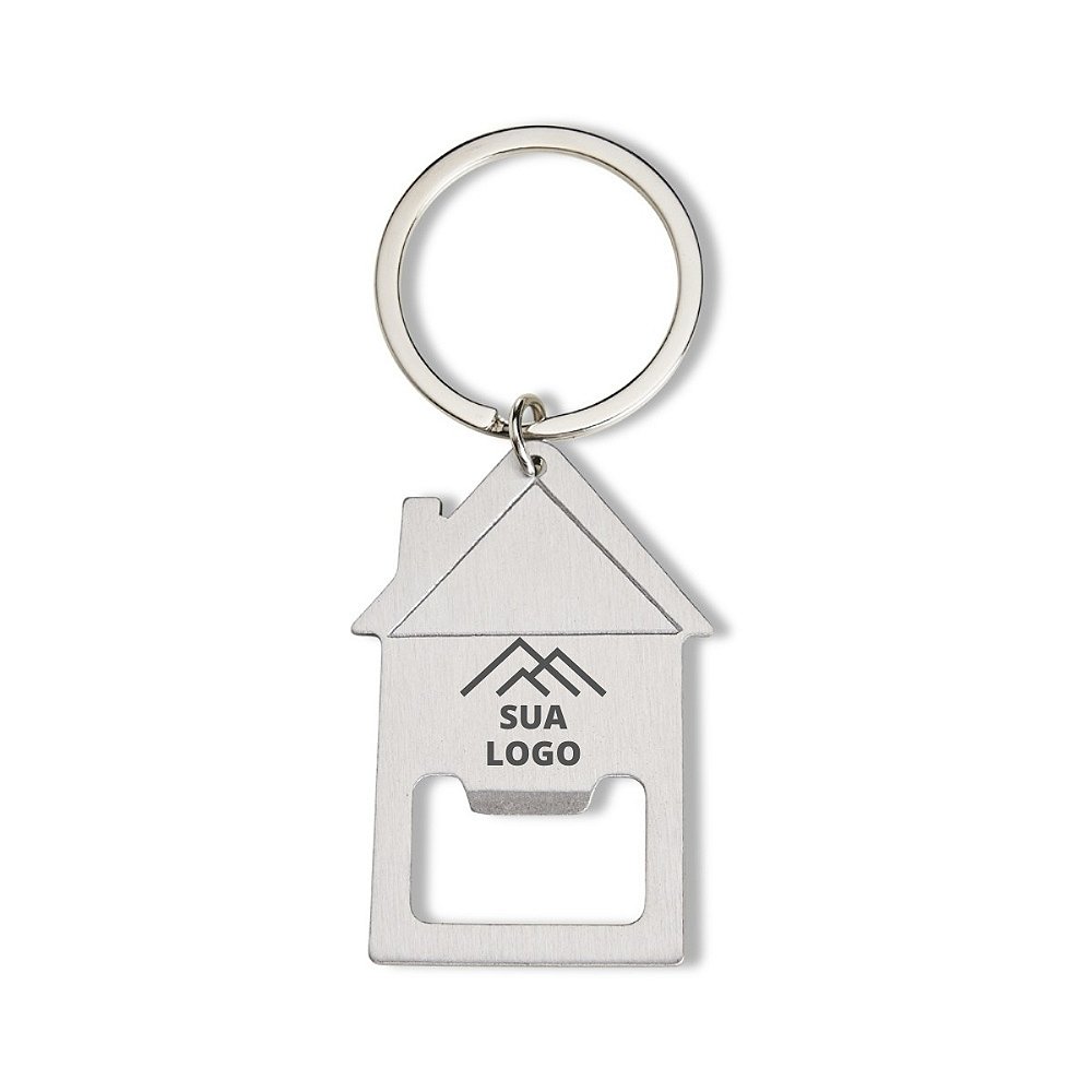 Chaveiro de Metal Personalizado Casa com Abridor - Evolux Brindes - Brinde Corporativo, Brinde Personalizado, Brinde para Empresas