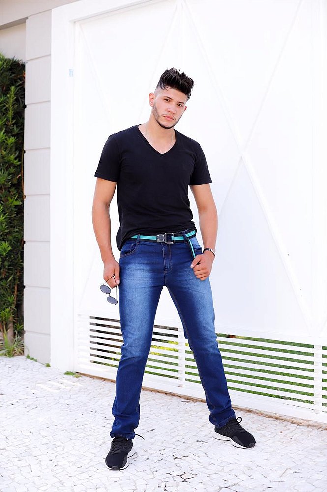 Calça Jeans Masculina Slim Com Cinto - Grade Com 9 Peças - Wju Jeans