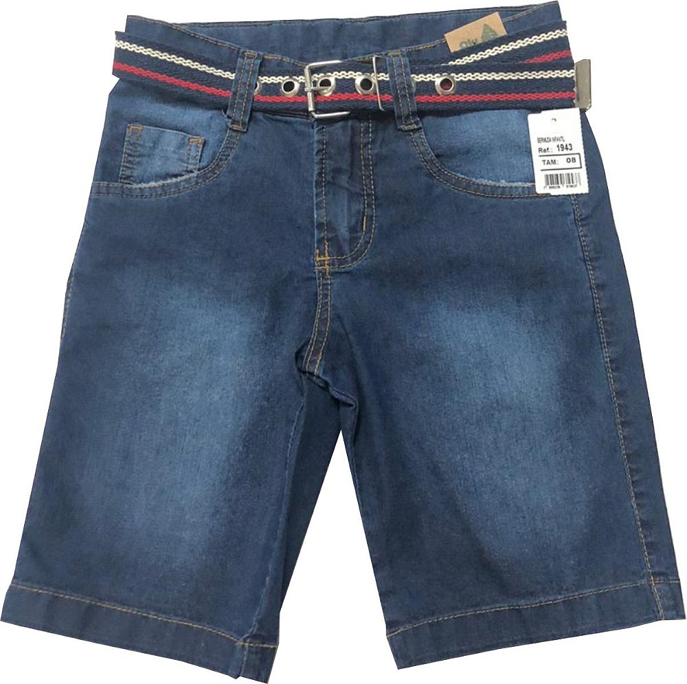 Bermuda Jeans Masculina Infantil Com Cinto - Grade Com 6 Peças - Wju Jeans