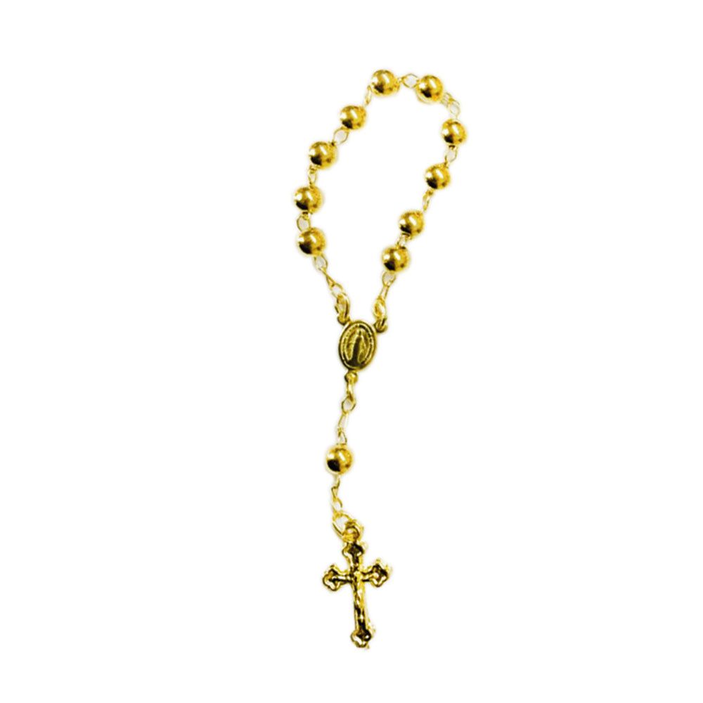 Mini Terço Tercinho Dourado para Batizado ou Lembrancinha - Kit com 10