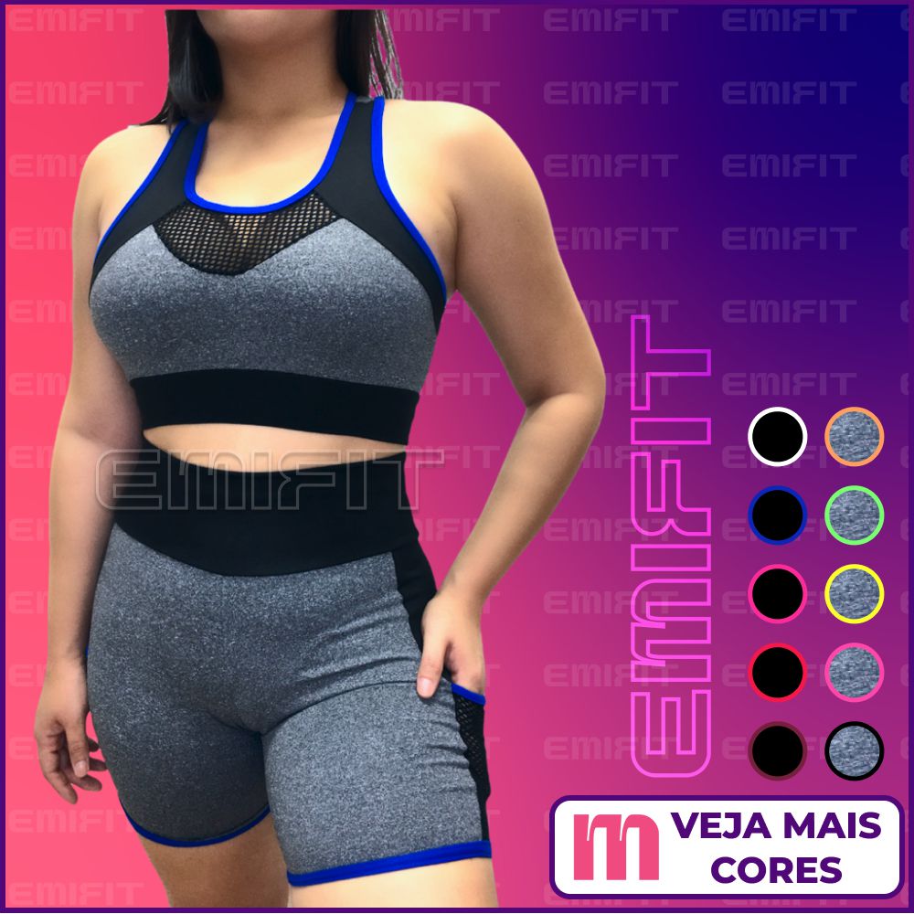 short fitness com bolso