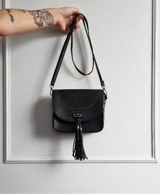 black leather bolsa crossbody