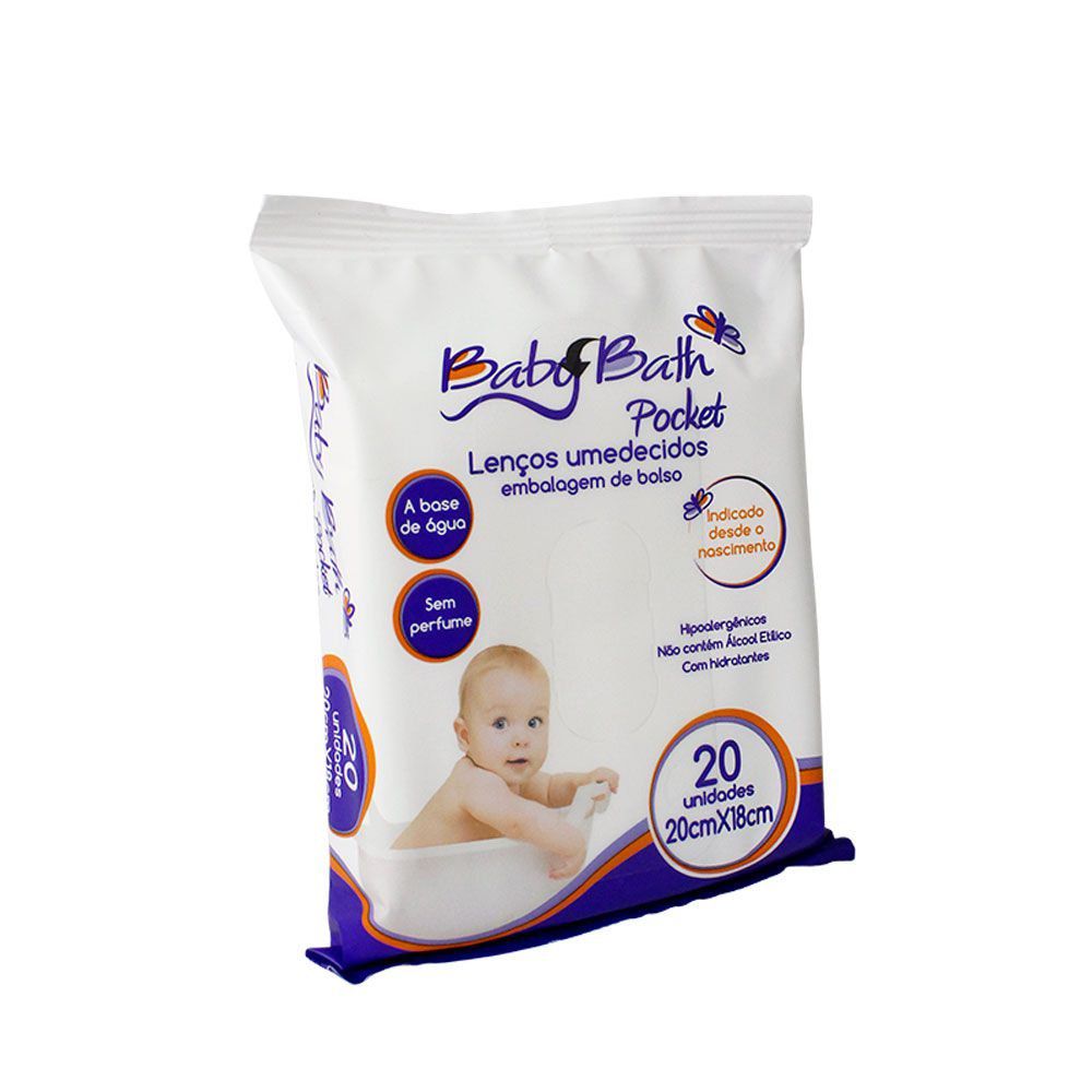 Lenços Umedecidos Baby Bath Sem Perfume - Embalagem de bolso - Missy Baby &  Kids