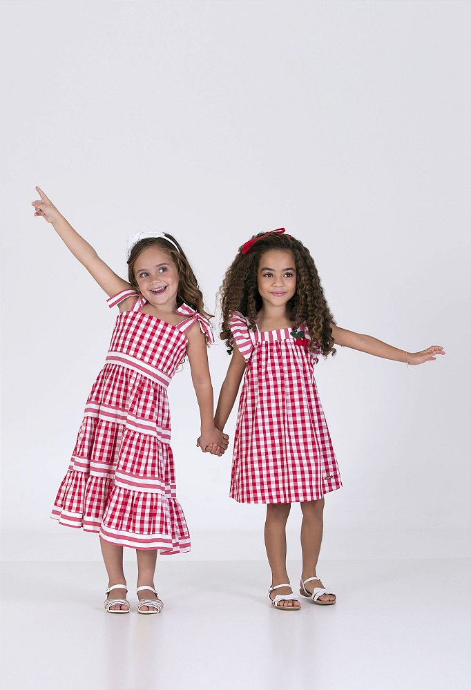 Vestido Camisa Xadrez Vermelho Acinturado