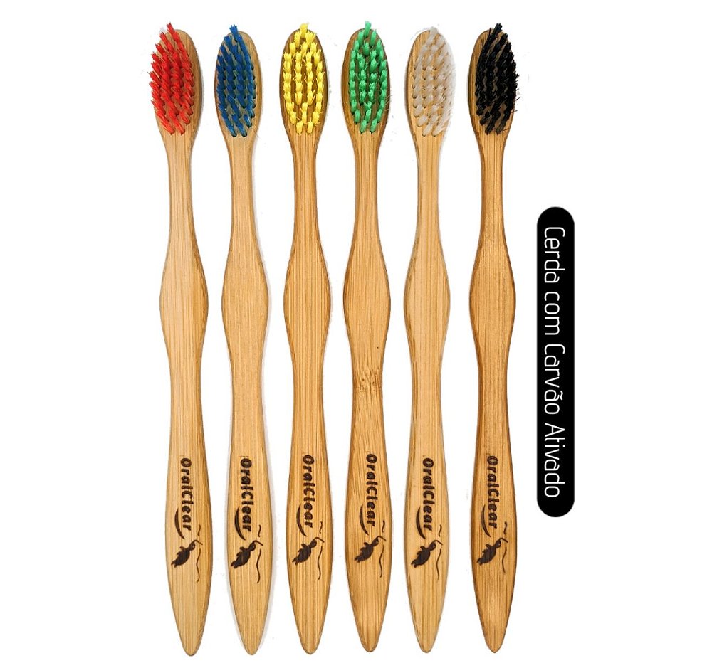 Escova de dente de bambu brasileira - Cores - BioEco Brasil