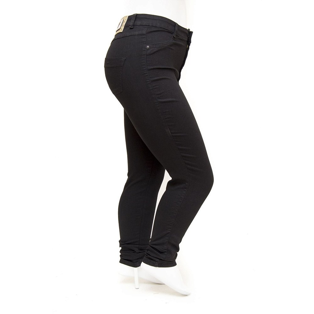 Calça Jeans Preta Feminina Plus Size Cintura Alta Helix - Compre Agora