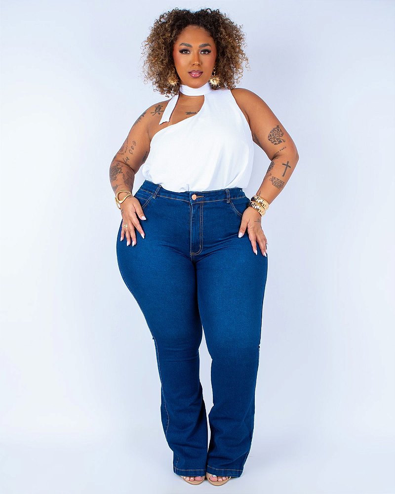 Calça Jeans Cambos Plus Size Flare Joilma Azul - Ane Jeans - 13 Anos