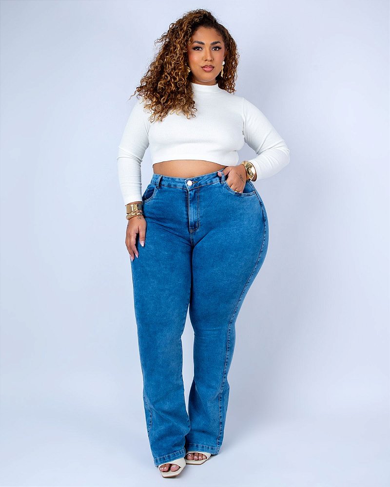 Calça Jeans Cambos Plus Size Flare Joilma Azul - Ane Jeans - 13 Anos