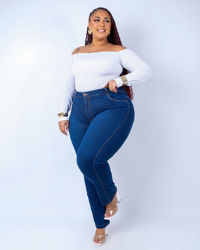 Calça Jeans Feminina Uvx Plus Size Reta Adonira Branca - Ane Jeans