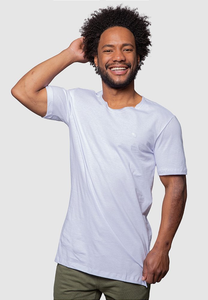 Camiseta Masculina Longline Gola Redonda Branca - Atual Men| Loja Onli -  Atual Men - Moda Masculina | Loja Online