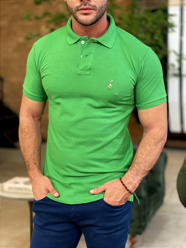 Polo Ralph Lauren Masculina Custom Fit Verde Bandeira Logo Tradicional - Zé  Mineiro | Moda Masculina