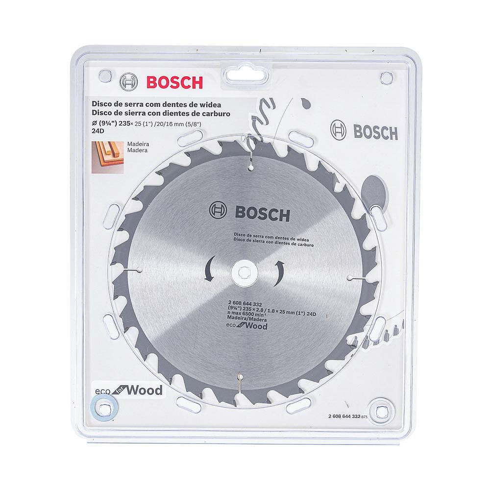 Disco Serra Circular Ecoline Ø235x25mm 24 Dentes Bosch - Xcomm Comércio  Eletrônico