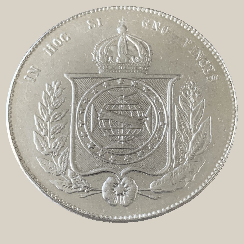 Moeda de Prata de 2000 Réis, Brasil Império, 1865, Imperador Pedro II Moeda & Metal Investimentos Moeda de Prata de 2000 Réis, Brasil Império, 1865, Imperador Pedro II Moeda & Metal Investimentos
