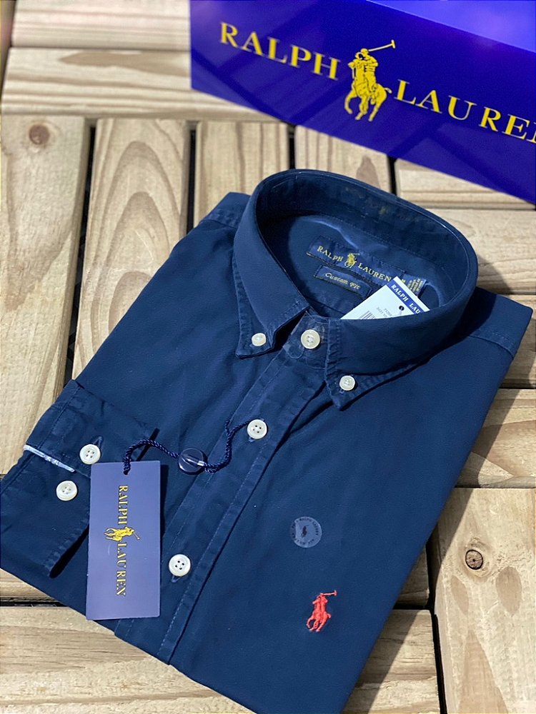 camisa ralph lauren azul marinho