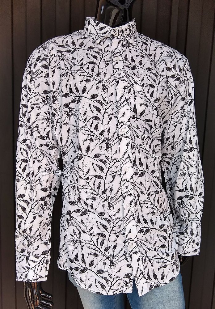 camisa florida masculina manga longa