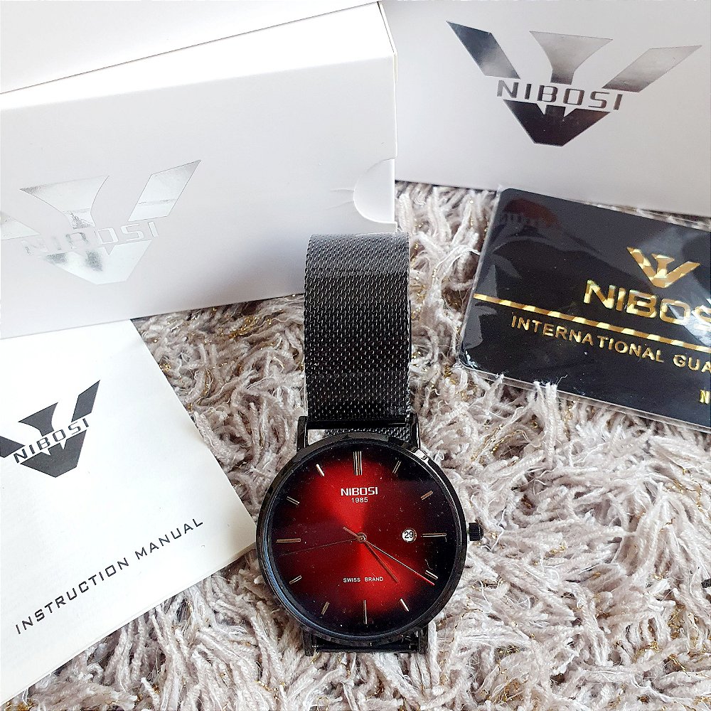 RELÓGIO NIBOSI BLACK/RED - BiG6 Store