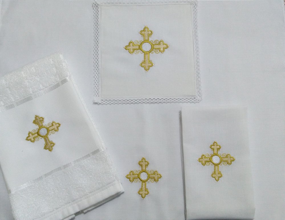 conjunto alfaias litúrgicas bordadas, alfaias litúrgica para altar, - Paula  Marin Bordados