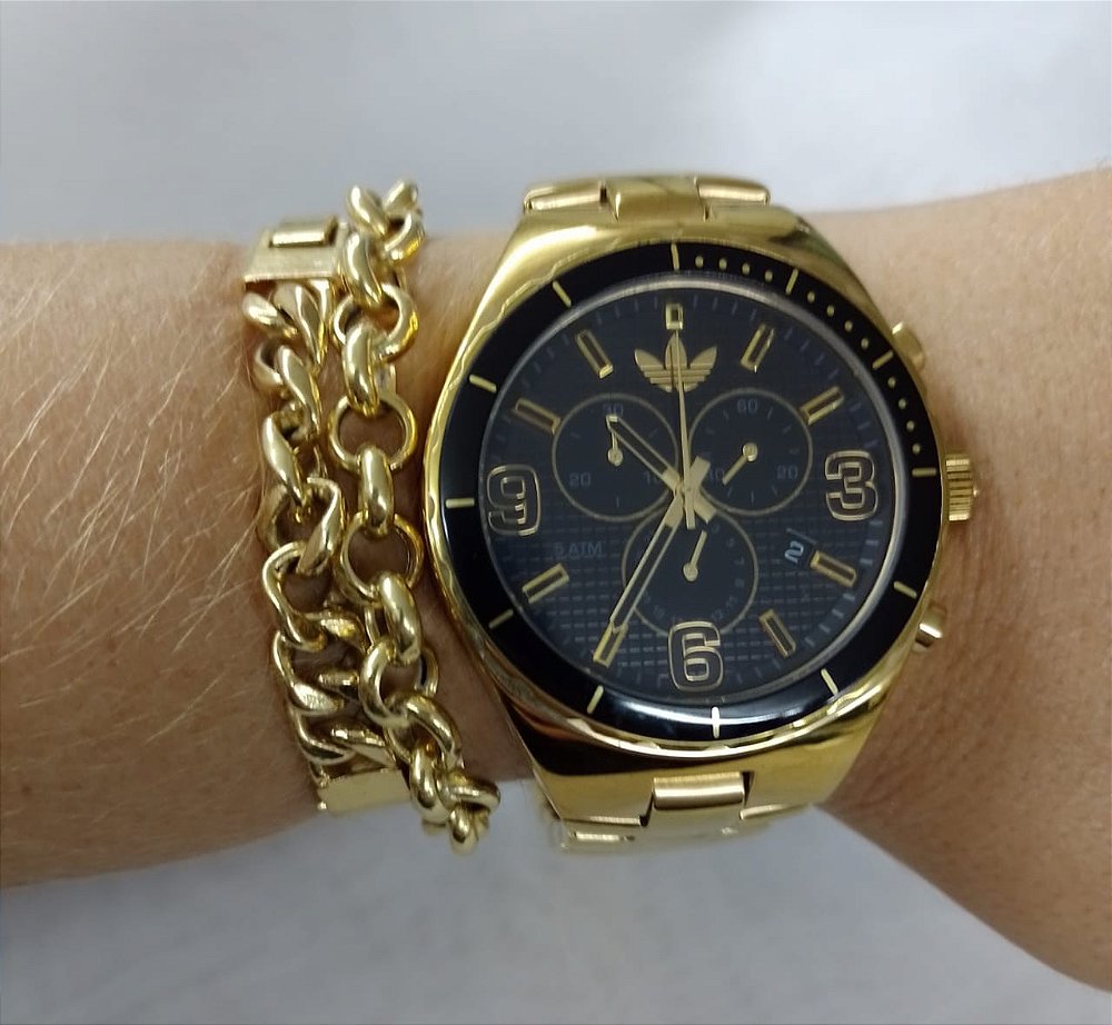 Relógio Adidas Dourado Unissex Original x Large ADH2652 - Virtuale Shopping