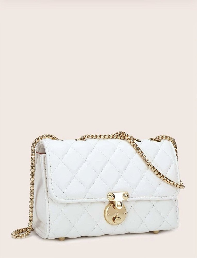 white quilted chain bolsa