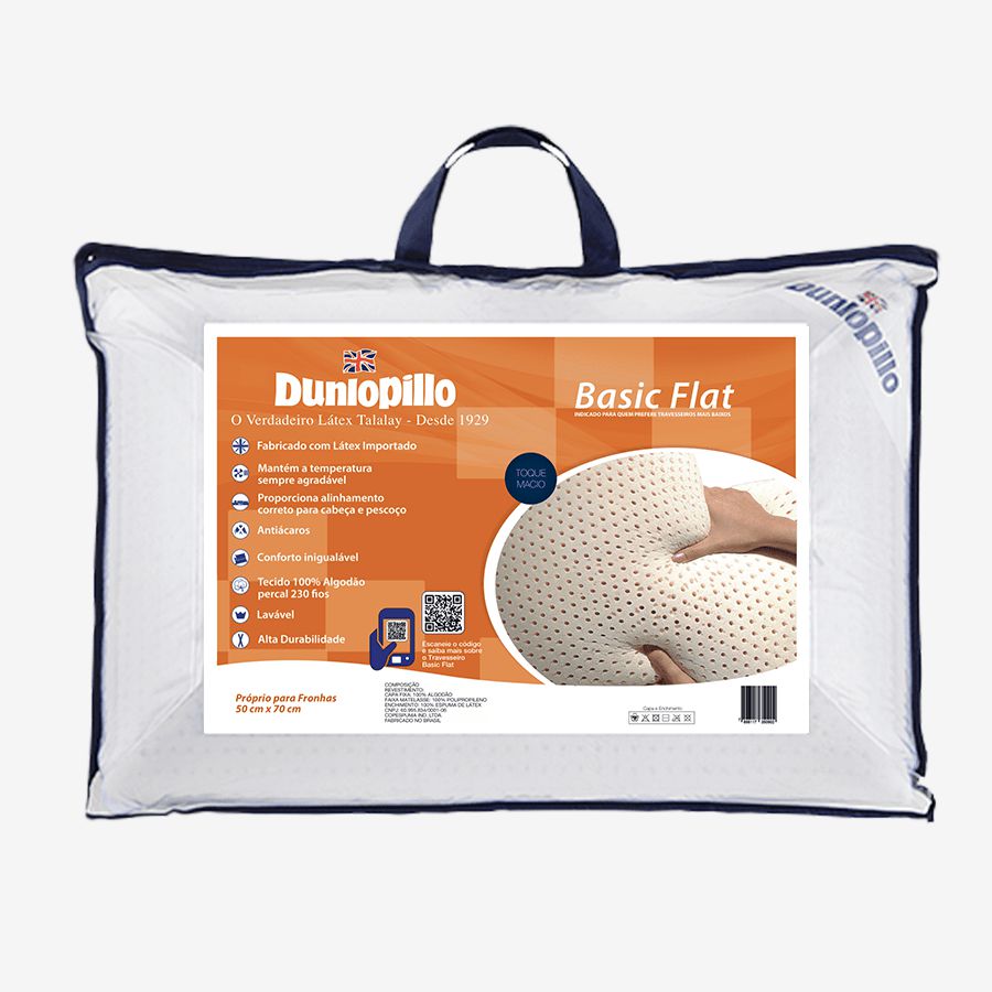 Loja Safliki Travesseiro 100 Látex Dunlopillo Basic Flat Loja