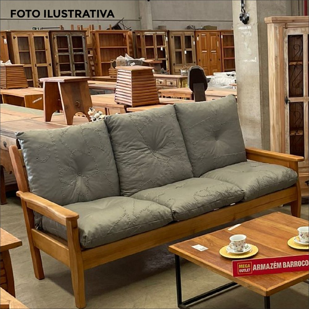 Jogo sofá 2+3 lugares Madeira almofadas couro diversas cores - Armazém  Barroco