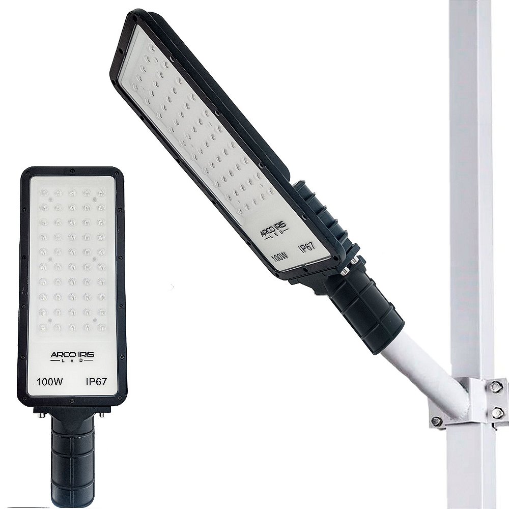 Luminária Retangular Micro LED 100W IP67 P/Poste 811621 Arco Irs Led