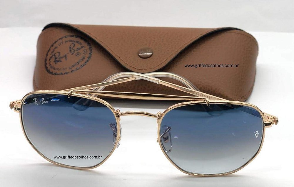 Ray-Ban Azul Dourado Marshal RB3648 Ouro - Metal - Lentes Azul - Griffe dos  Olhos | Replicas Óculos de Sol e Armação